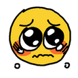 A drawn pleading face emoji with big eyes and round tears
